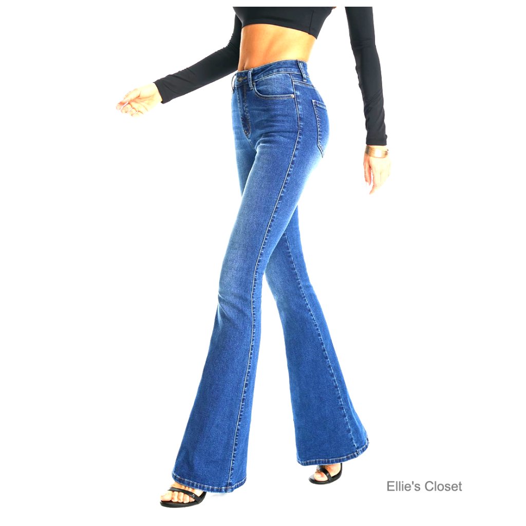 Curvy Stretchy Bootcut Flare Denim Jeans High Rise